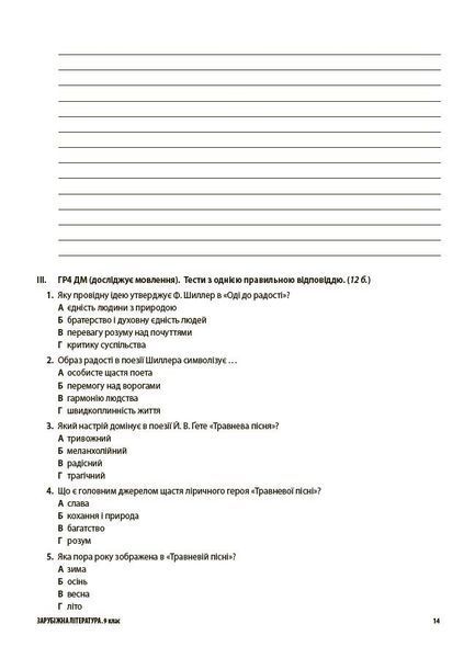 Зарубіжна література. 9 клас. Оцінювання. Усі діагностувальні роботи (Филипчук С.В.) y10271 фото