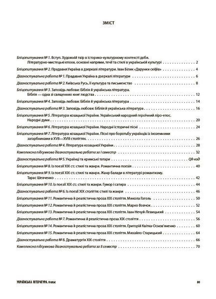 Українська література 8 клас. Усі діагностувальні роботи (Куцінко О.Г.) y09868 фото