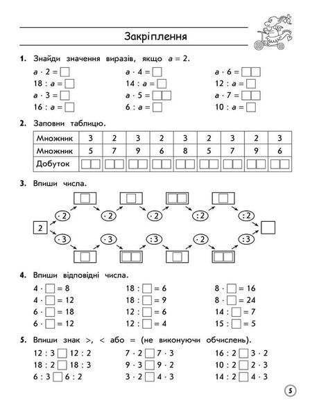Тренажер. Математика. Таблиці множення та ділення чисел 1&ndash;9. 3 клас y07590 фото
